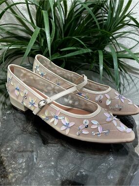 NWT Women’s Linea Paolo Sequin/Bead Embellished Mesh Mary Jane Flats Size 11